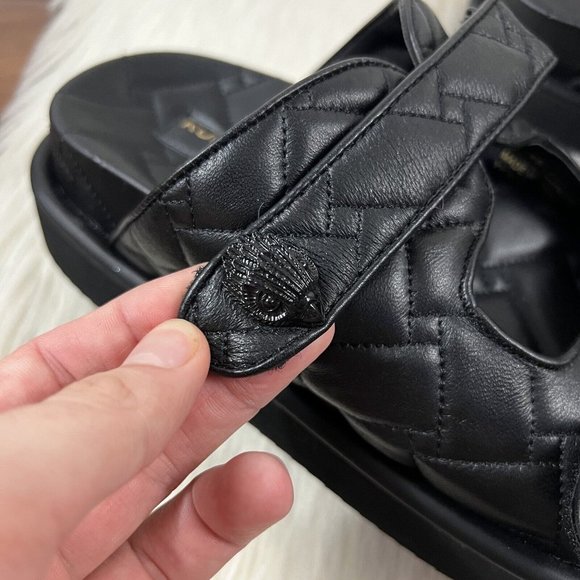Kurt Geiger Men's Size 43.5 / US 10.5 Black Leather Quilted Orson Slide Sandals - Picture 3 of 13